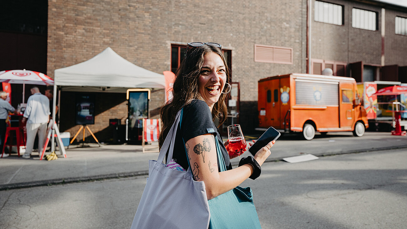 Woman looking happily into the camera